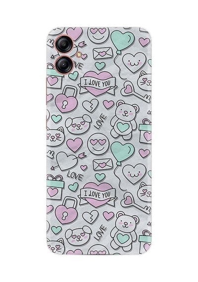 Samsung Samsung Galaxy Uyumlu A04e Kılıf Resimli Desenli Silikon Platinium Series I Love You 1882
