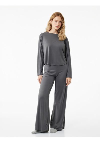 Koton Rahat Kesim Beli Lastikli Modal Pijama Altı Antrasit 6wlk40197mk 939