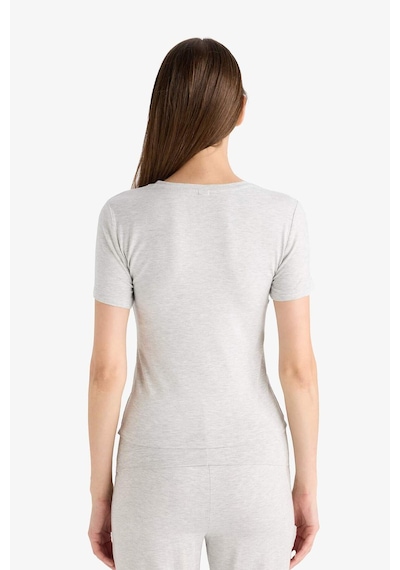 Defacto Bedene Oturan Kısa Kollu Tişört-fall İn Love Loungewear G0006ax25wngr93 Gri