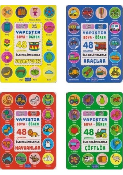 Parıltı Aktivite Seti Yapıştır Boya Öğren 4 Kitap