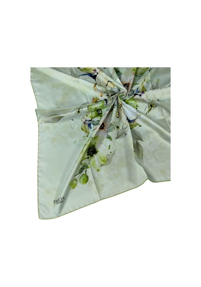 Mim Eşarp Emilya Rayon Çiçek Desenli Eşarp 90x90 Cm Yeşil