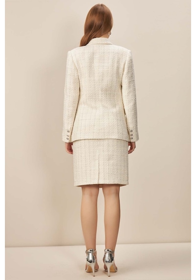 Kruvaze Yaka Ekru Blazer Ekru