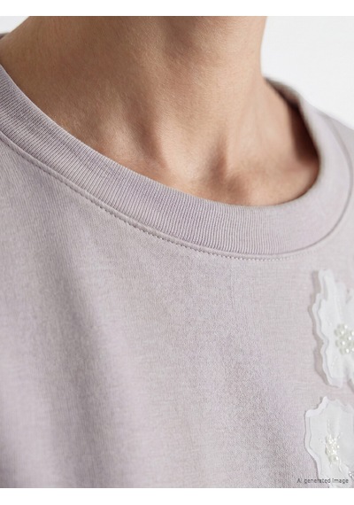 Lcw Everyday Lila Nakışlı Oversize Soft Touch Kadın Tunik