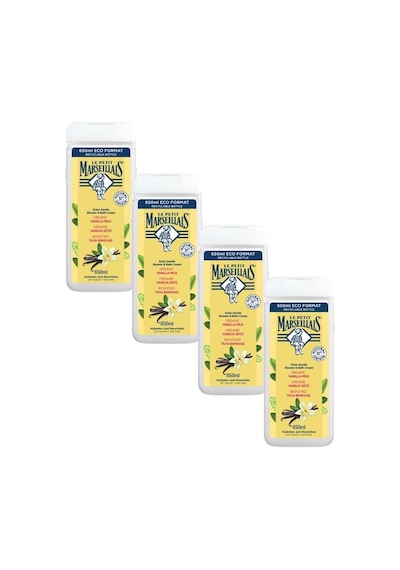Le Petit Marseiliais Vanilya Sütü Banyo ve Duş Jeli  Avantajlı Paket 4 x 650 ML + Lif