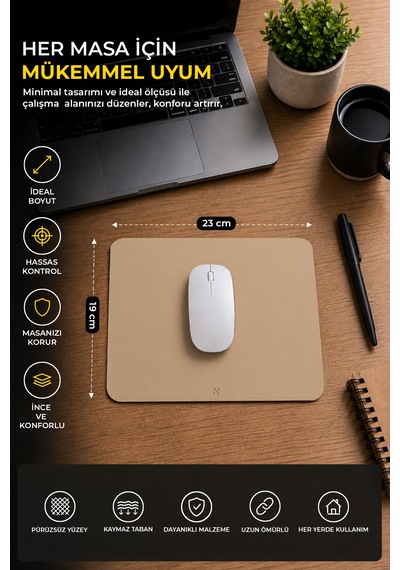Kahverengi Renkli Ergonomik Mouse Pad, Kaymaz Yüzey İle Ev Ve Ofis Kullanımı İçin İdeal