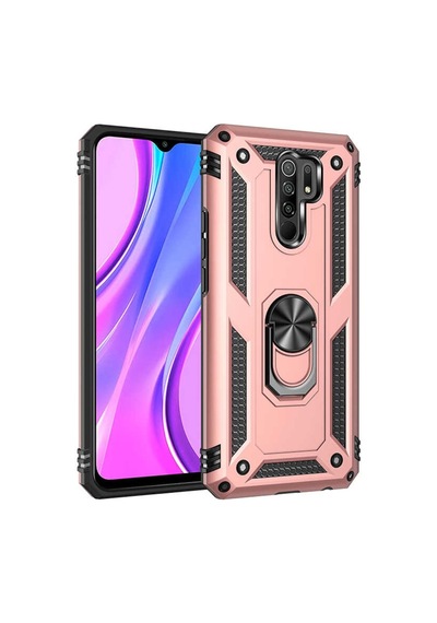 Xiaomi Redmi 9 Kılıf Zore Vega Yüzüklü Standlı Zırh Kılıf