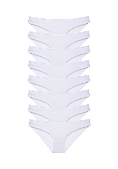 8 Adet Süper Eko Set Likralı Kadın Slip Külot Beyaz Standart