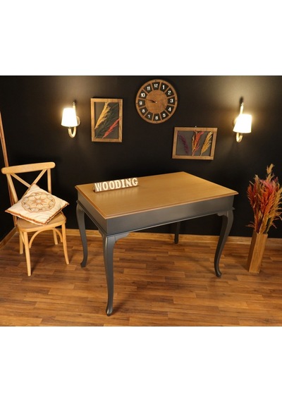 Wooding-Mobilya Wooding 100 Cm Masif Antrasit Naturel Yemek Masası