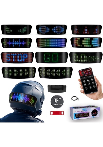 Teknofun Akıllı Kask Led Ekranı - Bluetooth App Kontrollü Sinyal Ve Hız Göstergeli - 1 Adet