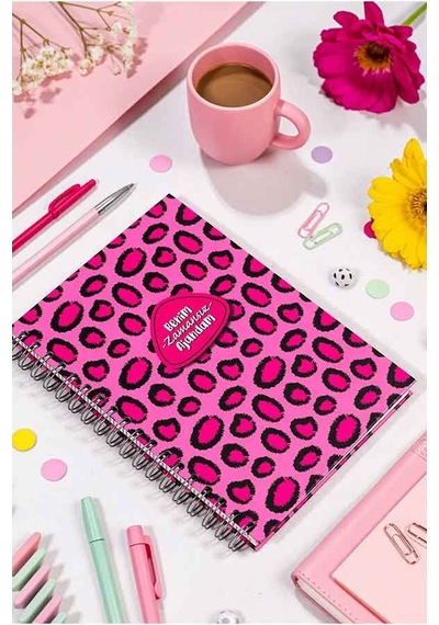 Denden Benim Ajandam Pembe Leopar 17x24 Standart