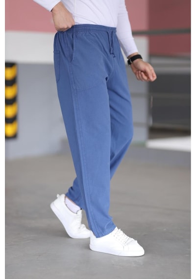 Myrab Denim Erkek Keten Ham Bez Yaz Ayının Vazgeçilmezi Rahat Kalıp Mavi