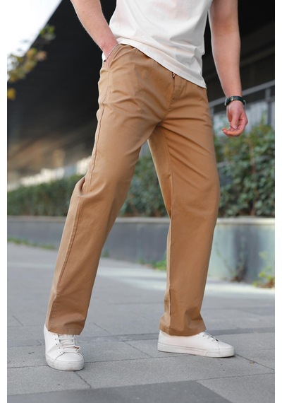Madmext Camel Bol Paça Beli Bağlamalı Erkek Pantolon E7403