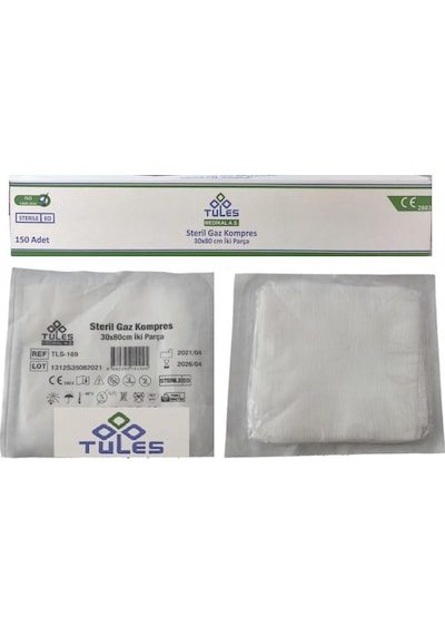 Tules Steril Hidrofil Gazlı Bez Kompres 30 x 80 CM150 Adet