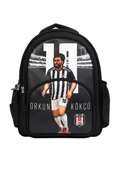 Beşiktaş Lisanslı Orkun Kökçü Okul Çantası - Üç Bölmeli Su İtici Kumaşlı Sırt Çantası Siyah - Beyaz