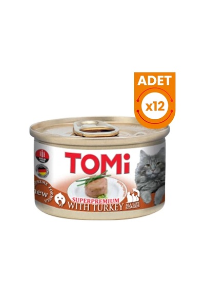 Tomi Kıyılmış Hindili Tahılsız Yetişkin Konserve Kedi Maması 12 Adet 85 Gr