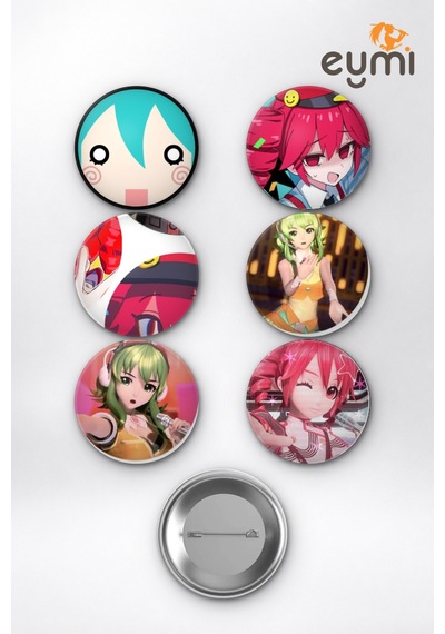 Vocaloid & Synthv Divaları Miku Teto Gumı Çanta Süsü Rozet İğneli Buton Rozet Seti 58 Mm 6'lı Çok Renkli