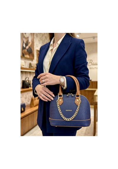 Just Polo Kadın Zincir Detaylı Lüks El Ve Omuz Çantası Shopper Ebat : 25x22 Cm Lacivert 06473307