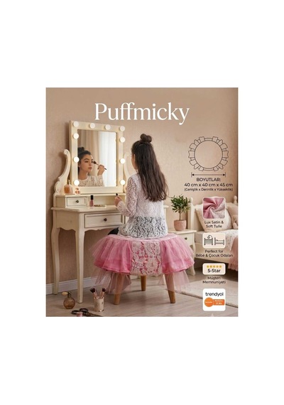 Puf Çocuk Odası Genç Odası Pufu Makyaj Pufu Pembe/koyu Açık Pembe/koyu Açık