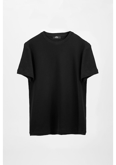 Tudors Unisex Relax Fit Rahat Kesim Yumuşak Dokulu Basic Bisiklet Yaka Siyah Tişört-30847-Siyah