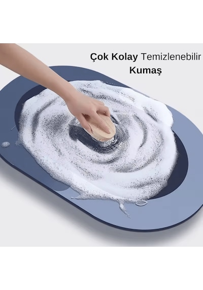 Oval Yazısız Antibakteriyel Diatomit Süper Sihirli Su Emici Kaymaz Tabanlı Banyo Paspası 40 60 Cm Tek Renk Diğer