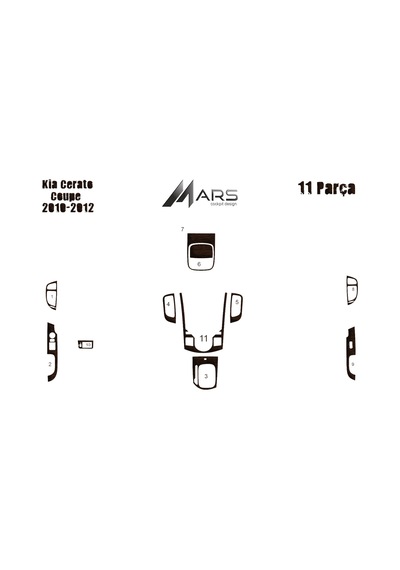 Kia Cereto Coupe Torpido/konsol Kaplama 2010-2012 Koyu Meşe