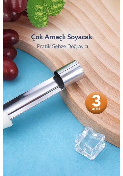 Çok Amaçlı Oyma Aparatı, Sebze Oyucu, Çelik Rende Oyucu, Pratik Sebze Doğrayıcı 3 Adet Çok Renkli Diğer