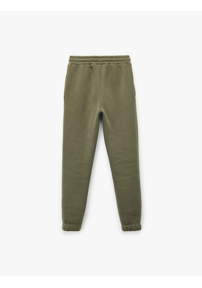 Koton Pamuklu Beli Lastikli Şardonlu Jogger Basic Eşofman Altı Haki 7wkb40023tk