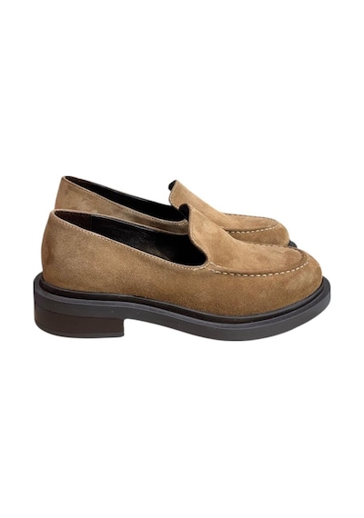 Kahve Hakiki Deri Süet Loafer Kahverengi