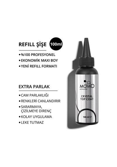 Momo Professional Kalıcı Oje İçin Crystal Top Coat 100 Ml