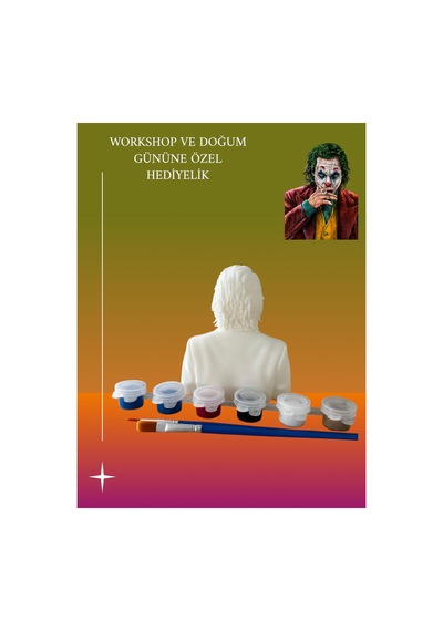 3d Joker Figür Boyama Seti - Kendin Boya Hobi Ve Etkinlik Seti - Akrilik Boya + 2 Fırça
