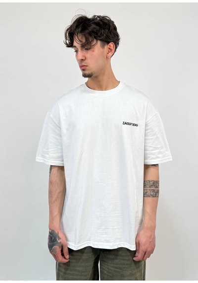 Zaee One Life Baskılı Oversize Tişört Beyaz