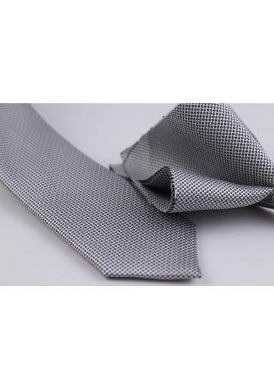 Demfashion Özel Desenli Kravat Mendil Seti - Gri (533063763) Gri