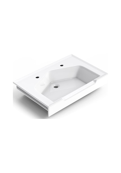 Seramik Kuaför Lavabosu 65 Cm Beyaz Erkek Kare Lavabo Beyaz
