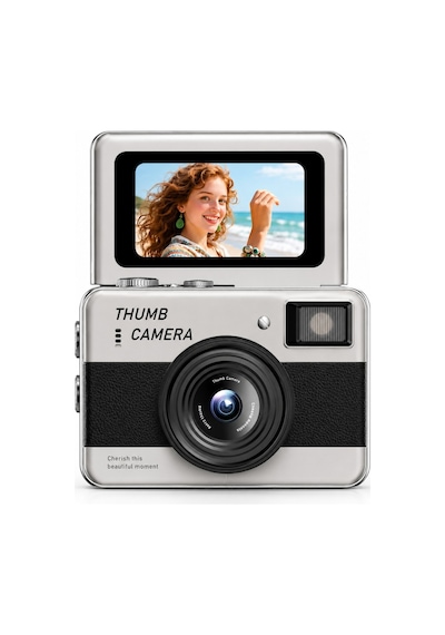 48mp 4k Mini Dijital Fotoğraf Makinesi 2.4'' Döner Selfie Ekranı Otomatik Odaklama Led Flaş Şarj Edilebilir Siyah - 913421808