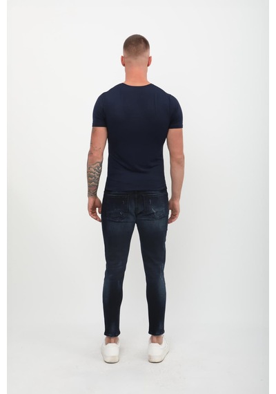 Erkek Skinny Ripped Patch Detaylı Jean Lacivert 001
