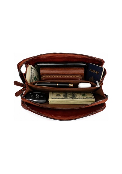 Alphaclub Bag Erkek Hakiki Deri Bordo El Çantası Clutch Portföy Çanta