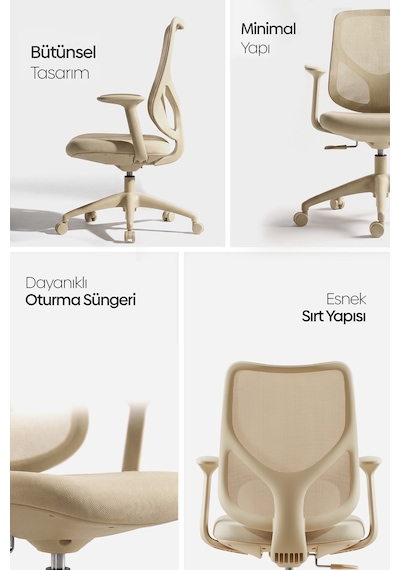 Seul Ergonomik Çalışma Sandalyesi - Krem