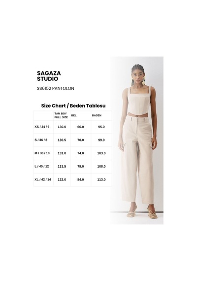 Sagaza Studio Ss6152 Kargo Cepli Pantolon Bej