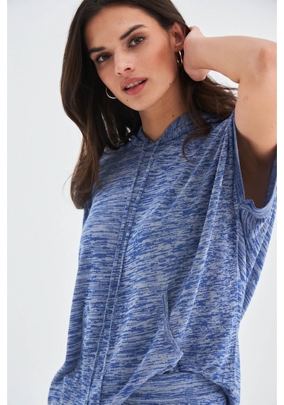 Peraluna Kaıra Blouse & Shorts Kapüşonlu Yazlık Kadın Triko Şort İndigo