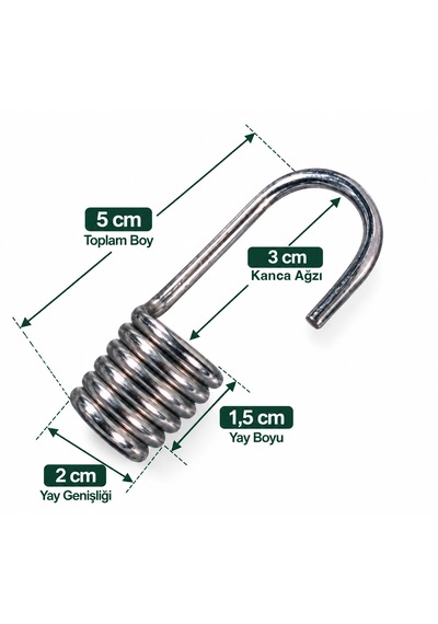 Bagaj Lastiği Yaylı Kanca Spiral Galvaniz Lastik Ucu Kancası 10'lu Paket 10 Adet