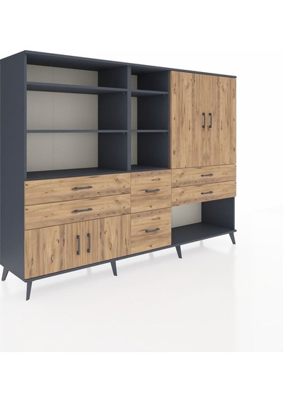 Hyperion Dolap 10 Raflı 6 Çekmeceli 4 Kapaklı 220x44x163 Antrasit Antrasit-çam Hyperion Dolap 10 Raflı 6 Çekmeceli 4 Kapaklı 220x44x163 Antrasit Antrasit-çam