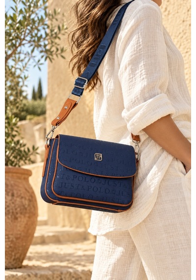 Just Polo Lacivert Taba Yeni Sezon Kolon Askili 4 Bolmeli Kadin Omuz Cantasi 21x16cm 4062 Lacivert - Taba