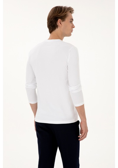 U.S. Polo Assn. Erkek Slim Fit Bisiklet Yaka Beyaz Basic Sweatshirt 50307762-VR013