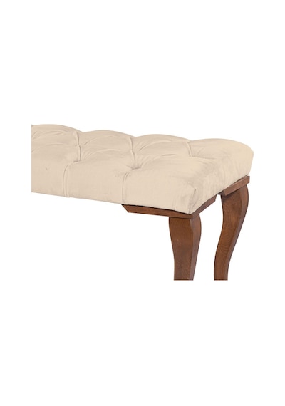 Gazzini Classic Lükens Gürgen Ayak Chester Model Kapitoneli Krem Puf Bench - Ceviz Ayak