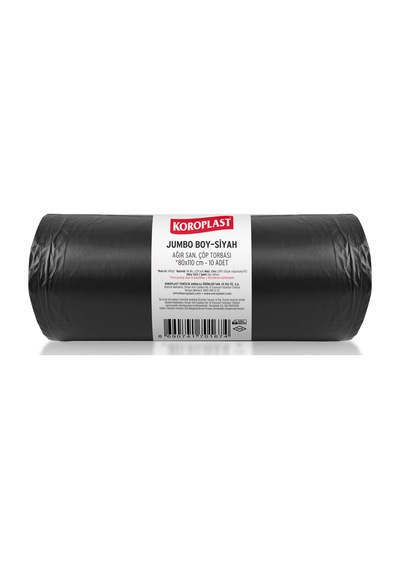 Koroplast Ağır Sanayi Çöp Torbası Jumbo Boy Siyah 10'lu 80x110 Cm