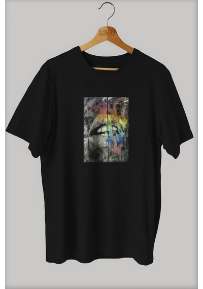 Noıssey -wed Grafiti Tasarım Baskılı Oversize T-shirt Tişört Sokak Tarzı Siyah