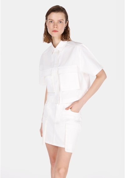 Colin's Colins Regular Fit Shirt Neck Düz Kadın Beyaz Kısa Kol Gömlek Cl1073342 Cl1073342 Q1.v1 Ofw Beyaz
