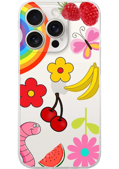 Apple Uyumlu iPhone 15 Pro Max İle Water Color 5 Kamera Korumalı Şeffaf Kılıf