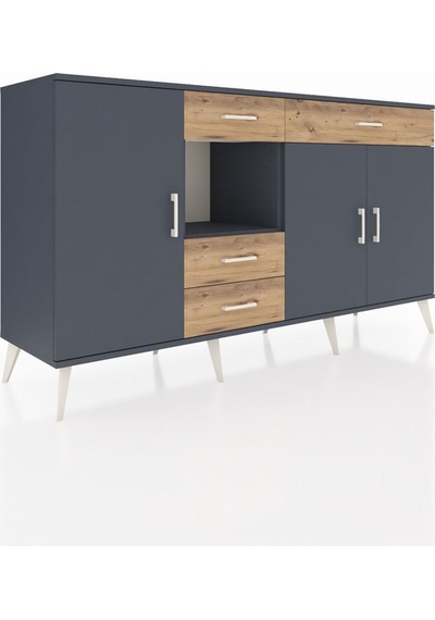 Hyperion Konsol 4 Raflı 4 Çekmeceli 3 Kapaklı 176x44x99 Antrasit-antrasit/çam Antrasit - Antrasit Hyperion Konsol 4 Raflı 4 Çekmeceli 3 Kapaklı 176x44x99 Antrasit-antrasit/çam Antrasit - Antrasit