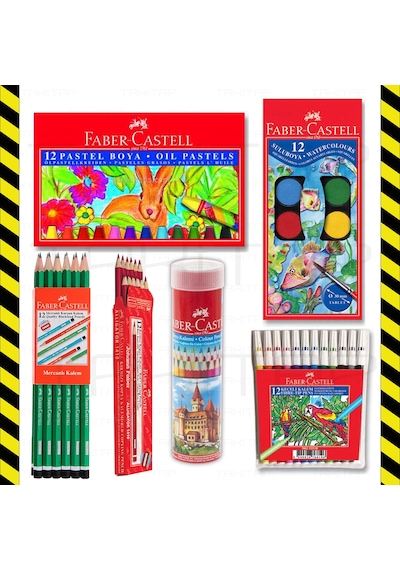 Faber Castell 6 Parça Set Okul Kırtasiye Kuru Sulu Boya   Kalem